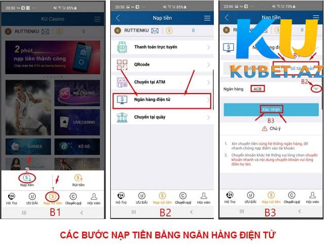 Chọn Ngân hàng điện tử để nạp tiền tại Kubet