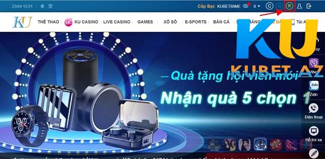 Chọn rút tiền trên giao diện Kubet