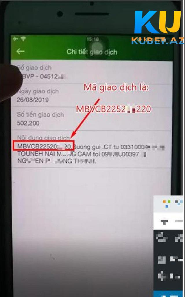 Mã giao dịch Vietcombank khi nạp tiền tại Kubet