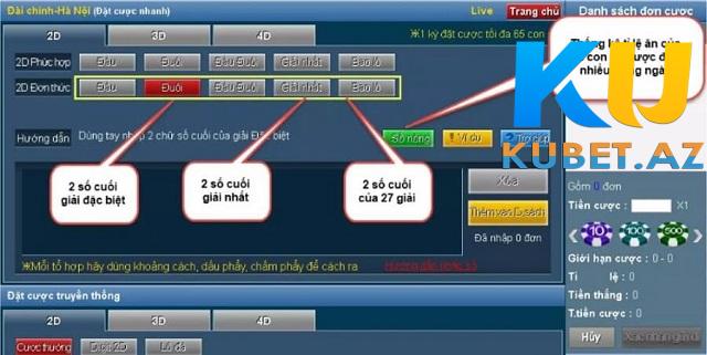 Tiến hành đặt cược tại xổ số Kubet
